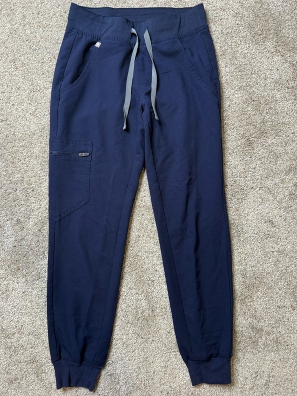 Figs Technical Collection Navy Drawstring Jogger Pants with Gray Tie
